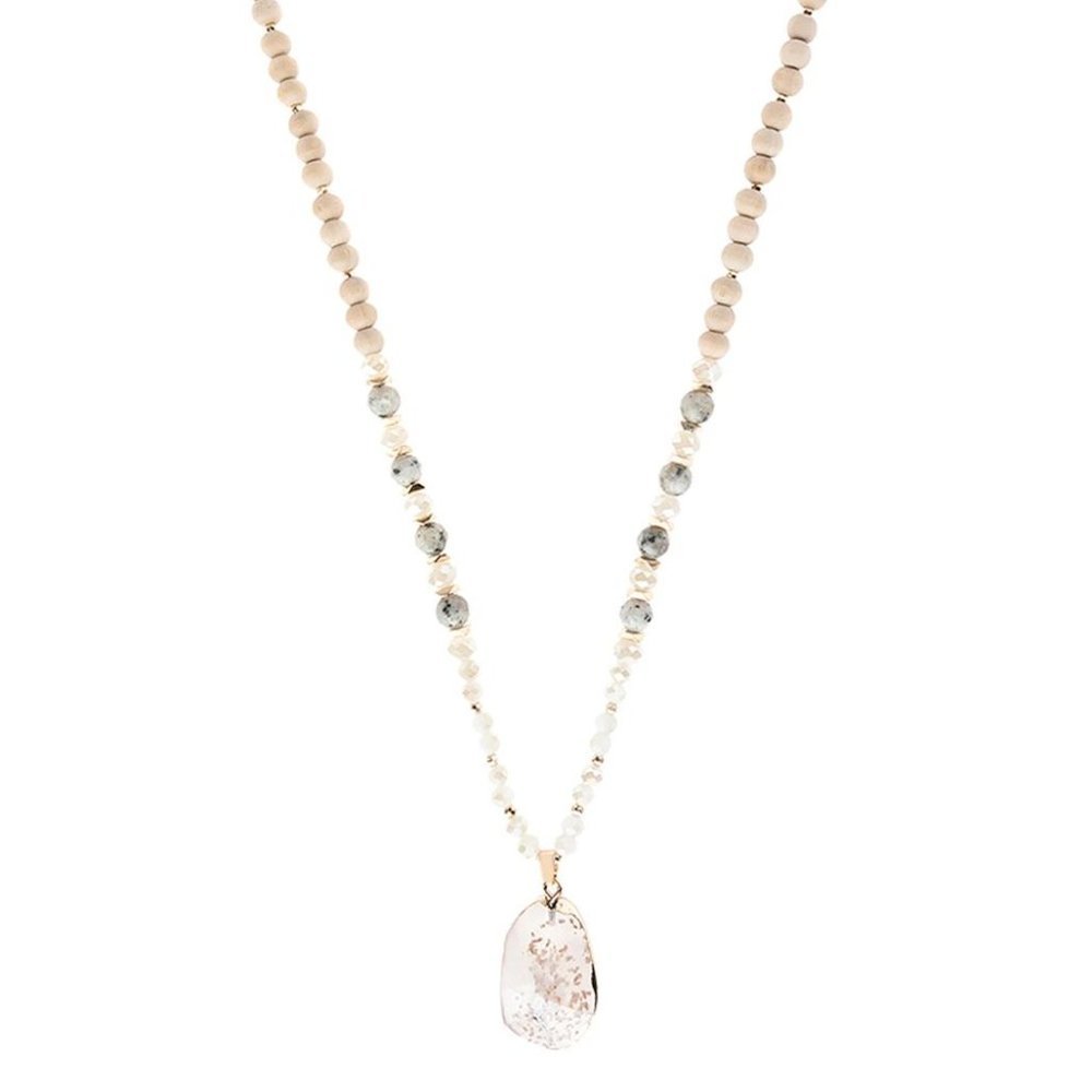Riah Fashion Natural Stone Pendant. Long Necklace.